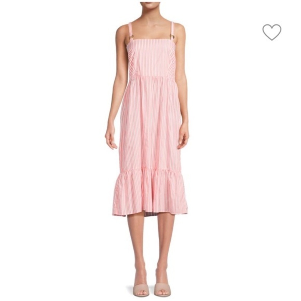 MICHAEL KORS Ring Strap Striped Midi Dress